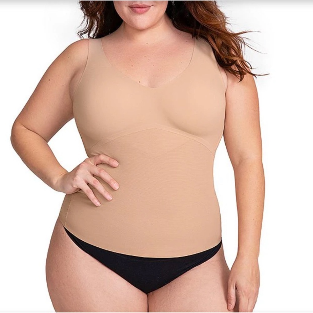 Honeylove Shapewear Liftwear Tank XL Nude Sand Beige Compression Wide Straps Bra